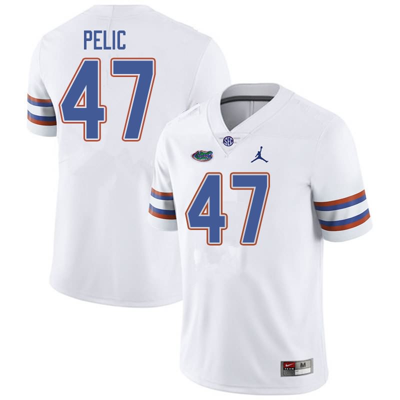 Men's NCAA Florida Gators Justin Pelic #47 Stitched Authentic Jordan Brand White College Football Jersey MYB7465DV